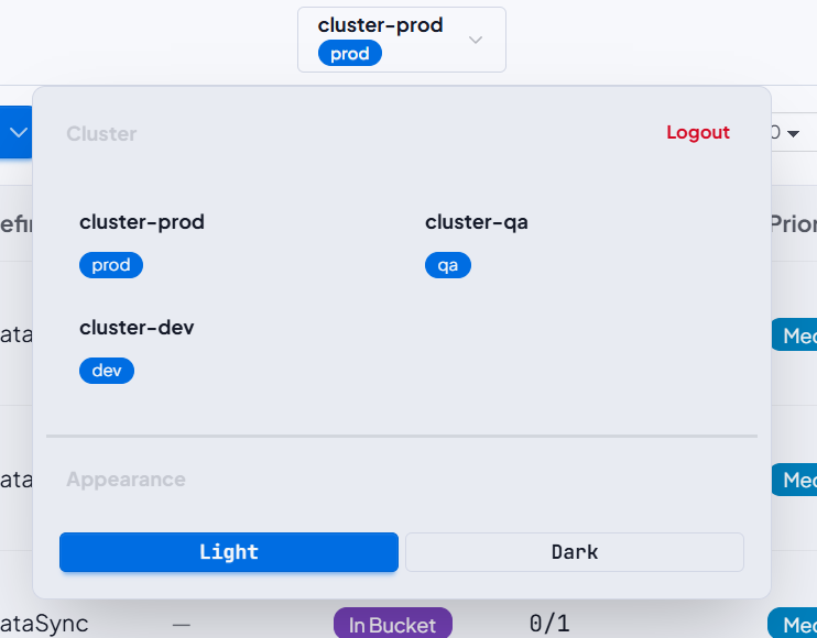 Cluster and Theme Selector